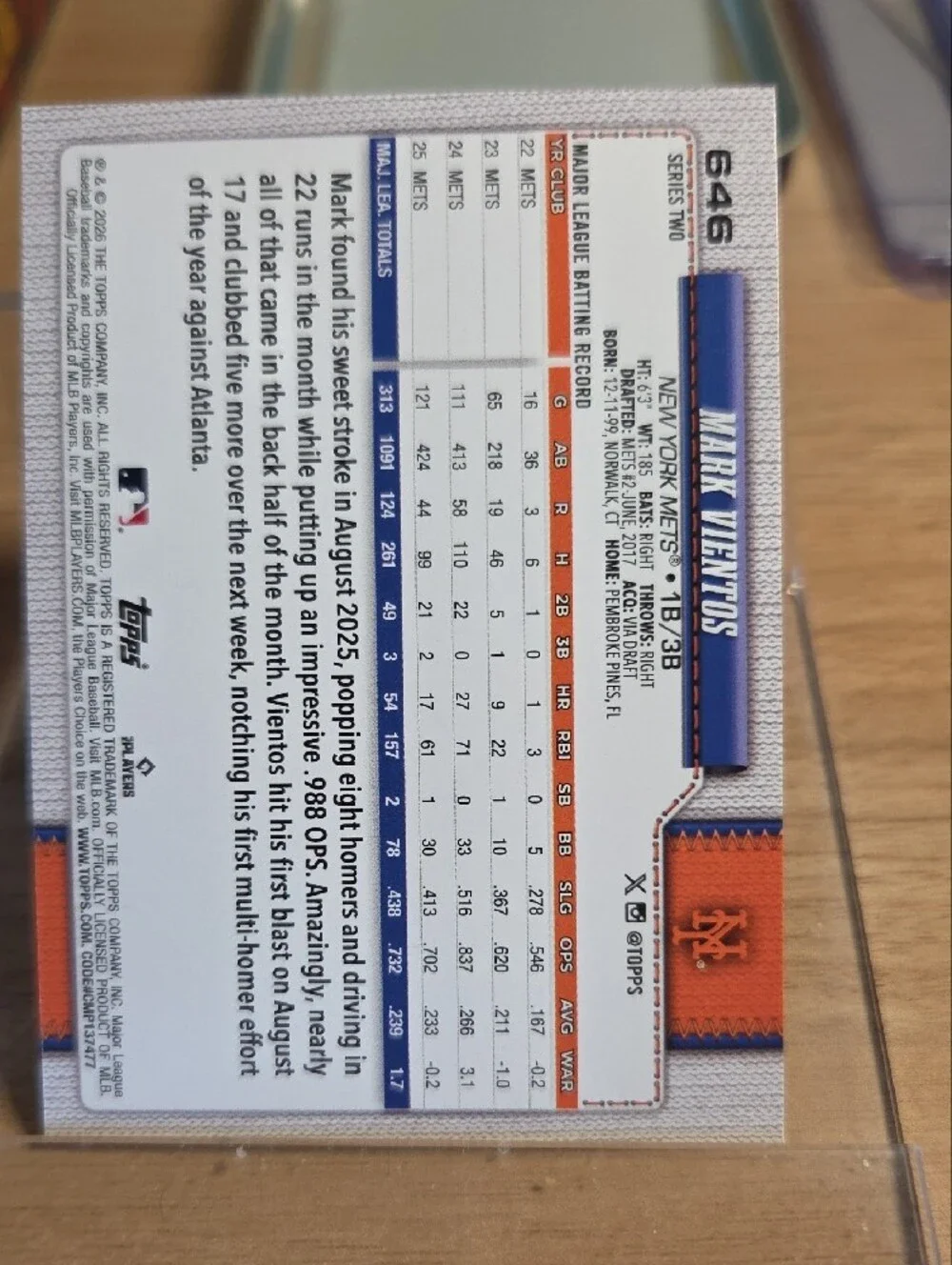 2026 Topps Mark Vientos Holographic Crackle Foil